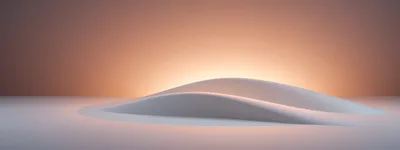 Minimalist Abstract White Curved Platform With Warm Lighting