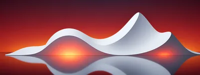 Abstract White Wave Sculpture Against Gradient Sunset Background