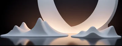 Abstract Minimalist Landscape With Smooth White Sculptural Forms