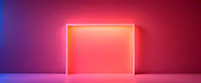 Minimalist Neon Light Frame Against Gradient Wall