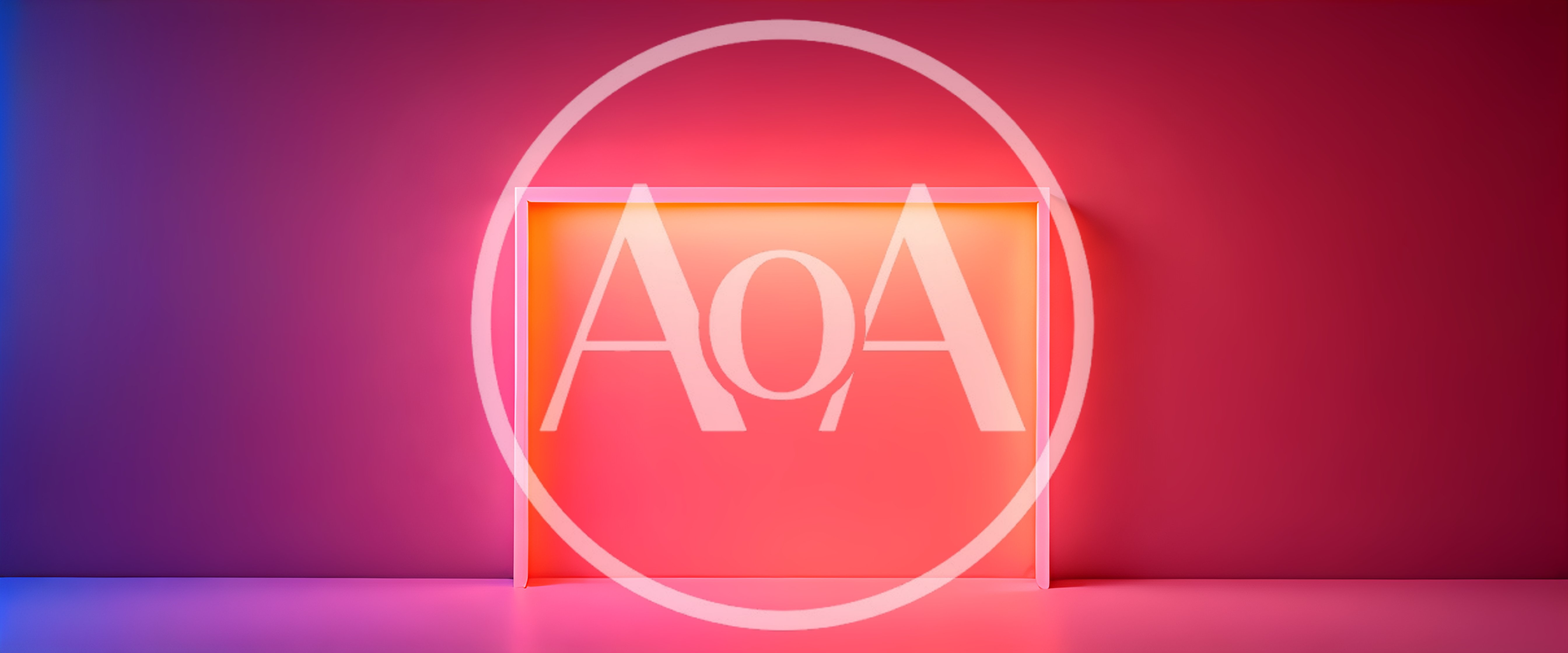 Minimalist Neon Light Frame Against Gradient Wall