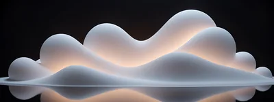 Abstract White Organic Shapes With Soft Warm Backlighting