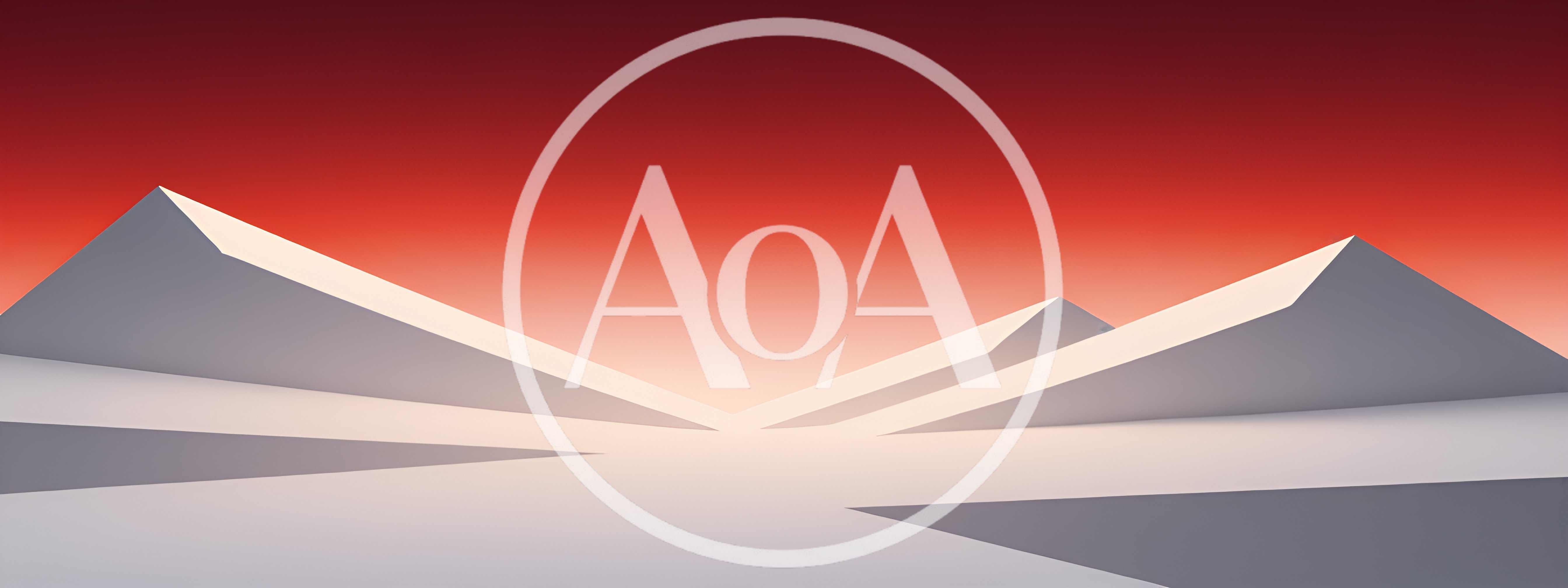 Abstract Minimalist Geometric Landscape With Red Gradient Sky