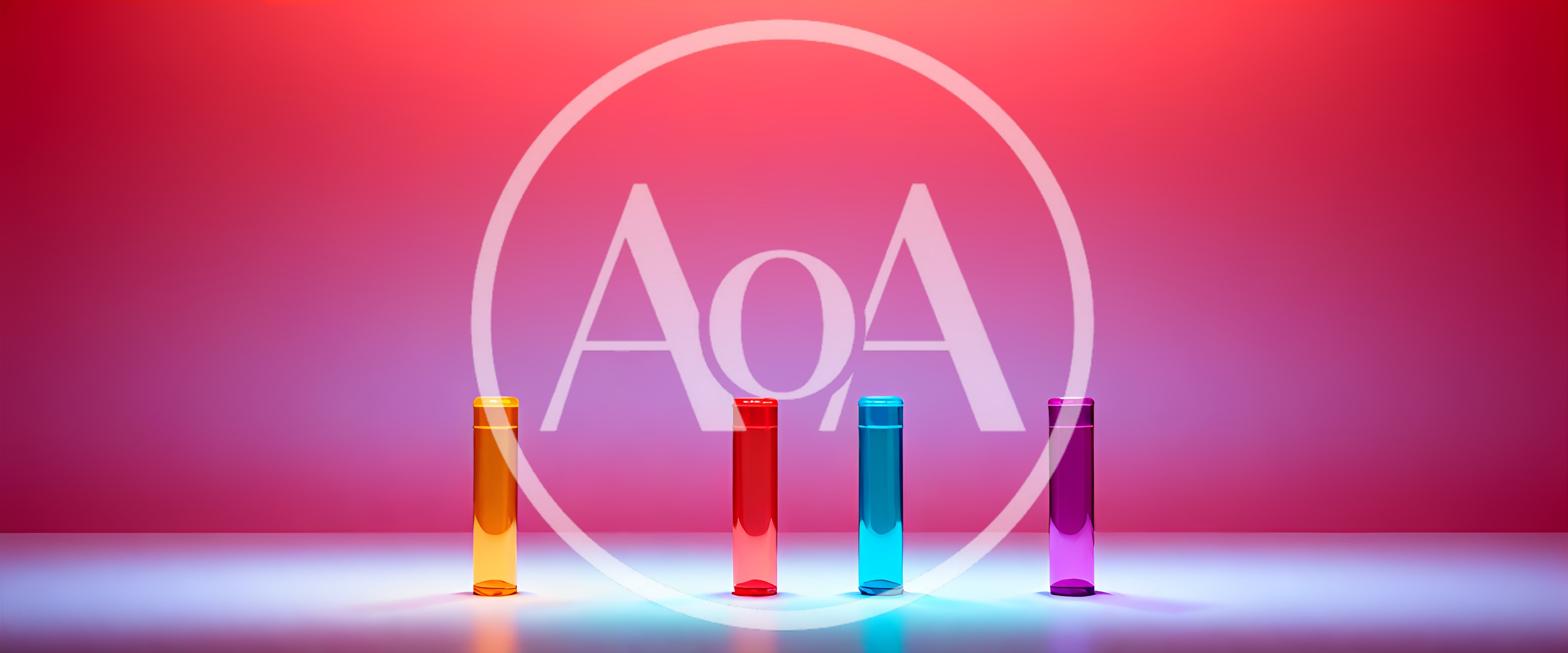 Four Colorful Glass Cylinders on a Gradient Background