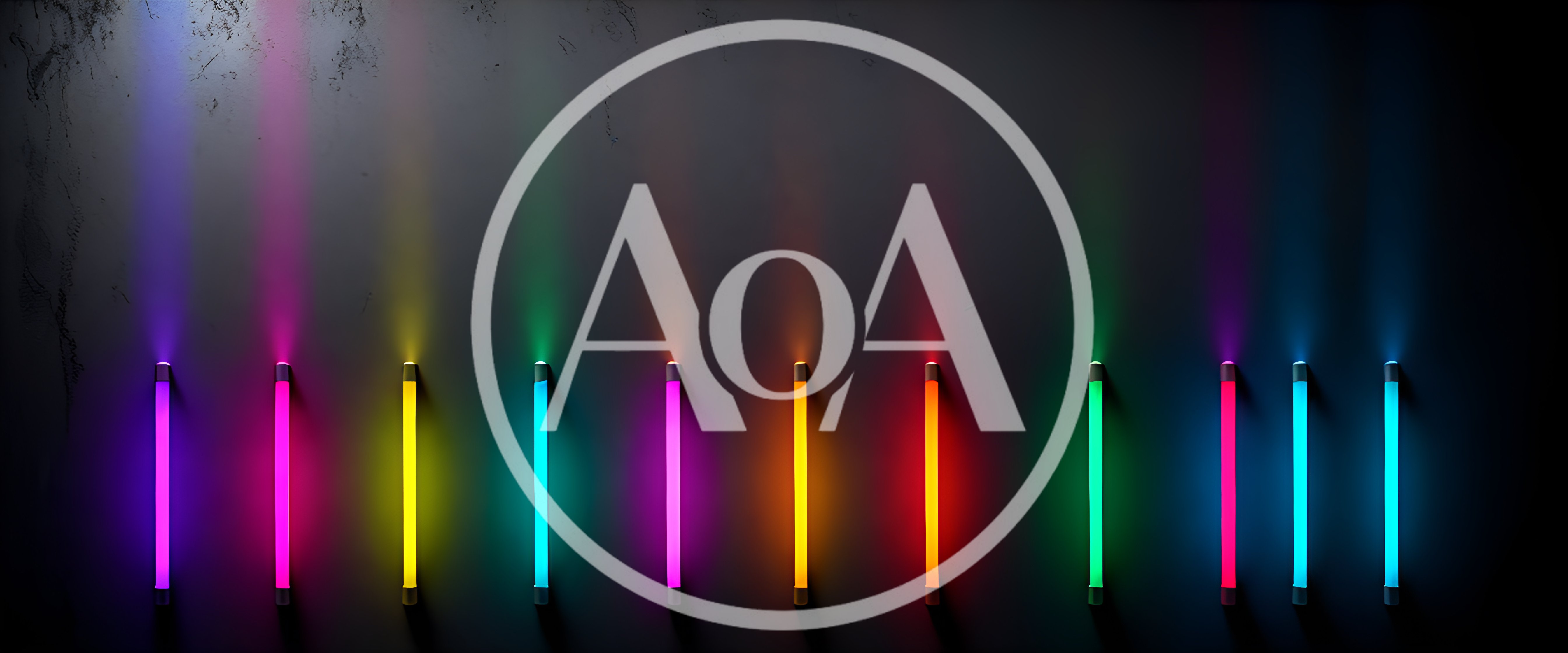 Vertical Neon Light Tubes On Dark Textured Wall