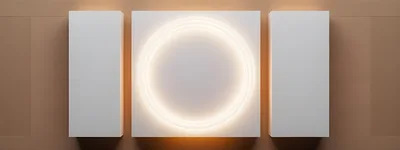 Minimalist Geometric Wall Panels With Glowing Circular Light