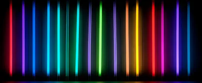 Vertical Neon Light Tubes In A Rainbow Gradient
