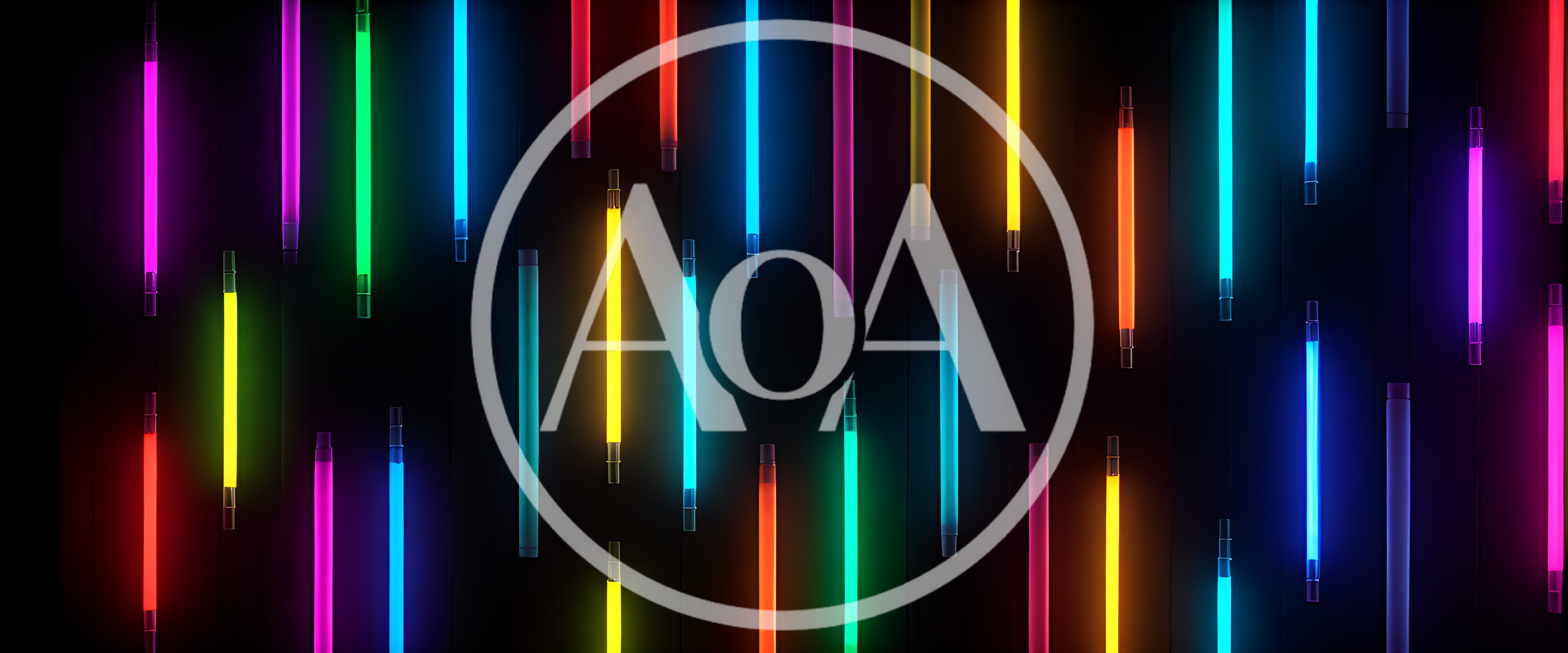 Vertical Neon Light Tubes On Dark Background