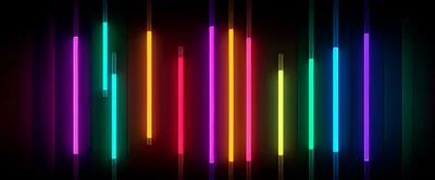 Vertical Neon Light Tubes With Vibrant Colors