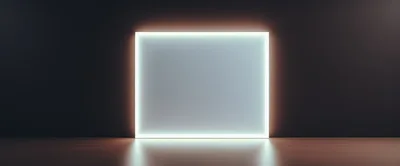 Glowing Rectangular Light Frame On Dark Wall