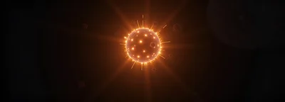 Glowing Coronavirus Particle Floating In Dark Space