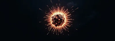 Abstract Glowing Particle Sphere With Radiating Light Beams
