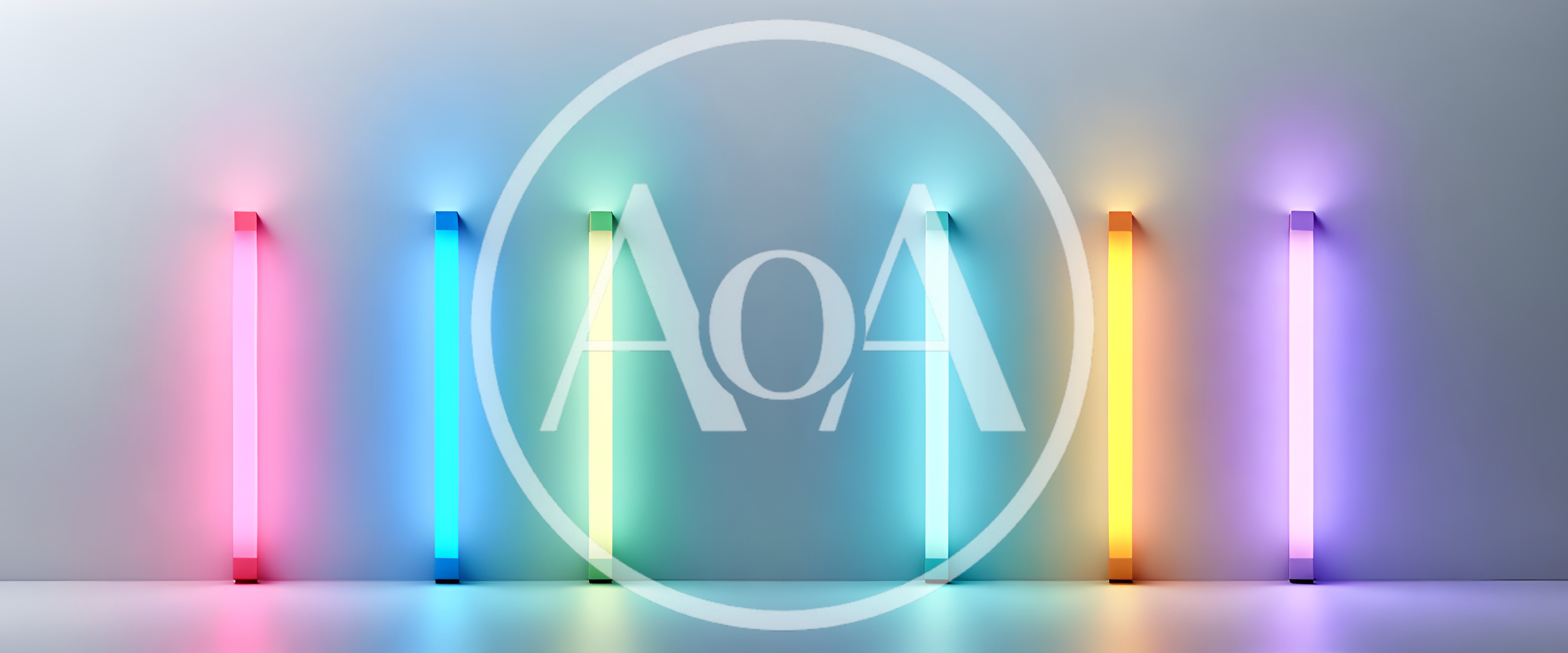 Six Vertical Neon Light Tubes On A Wall