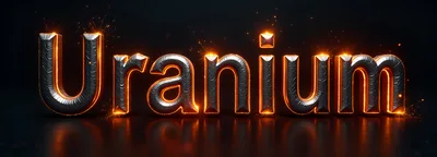 3D Metallic Uranium Text With Glowing Sparks