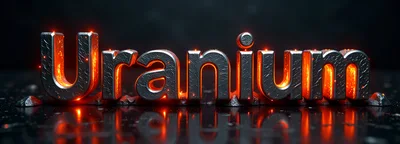 3D Metallic Uranium Text With Glowing Molten Core