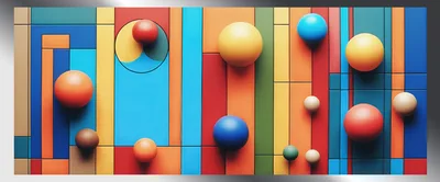 Abstract Geometric Composition With Floating Spheres