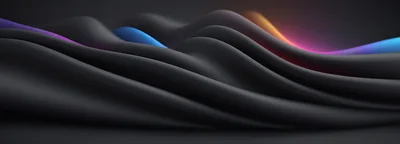 Abstract Dark Wavy Fabric With Glowing Neon Accents