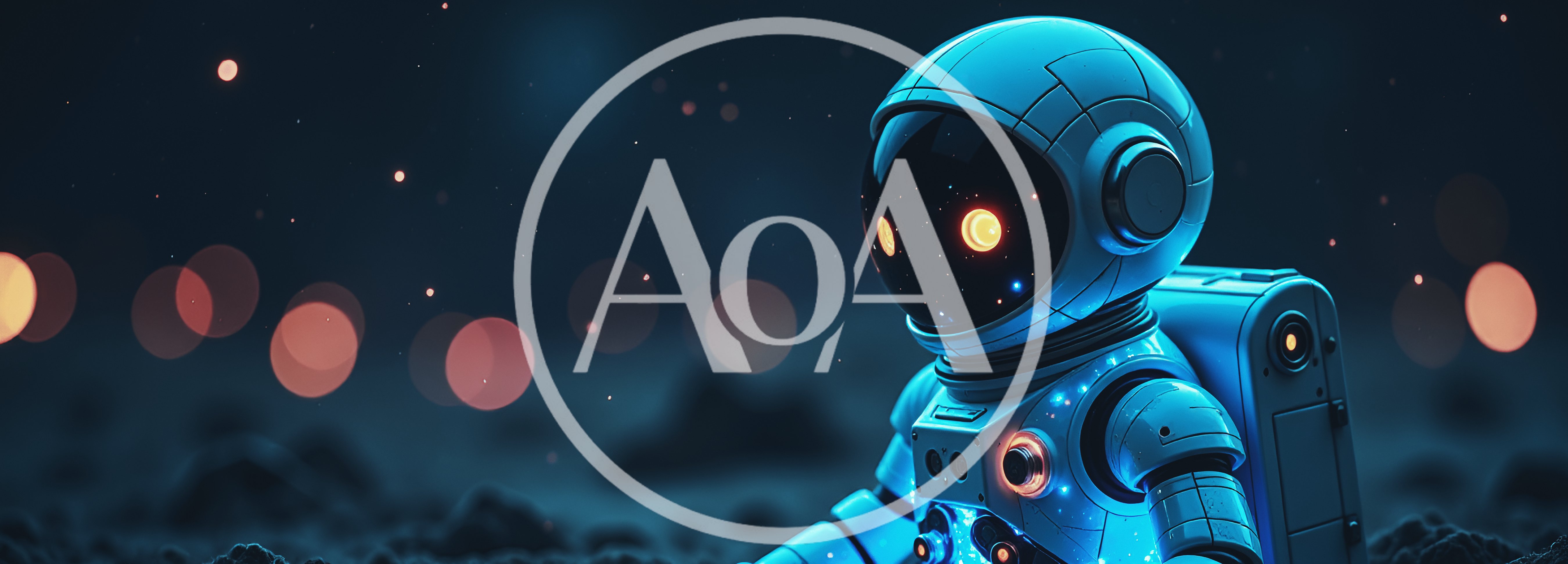 Futuristic Astronaut Robot Standing On Alien Planet Surface