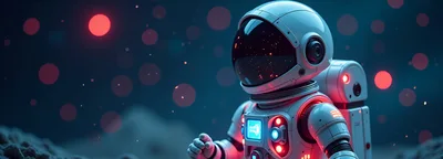 Astronaut Standing On A Dark Alien Planet Surface