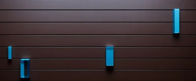 Minimalist Blue Geometric Shelves On Dark Brown Wall