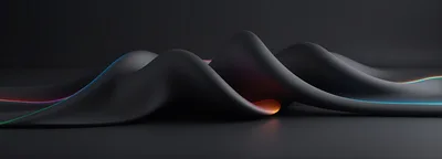 Abstract Dark Wavy Surface With Glowing Neon Edges