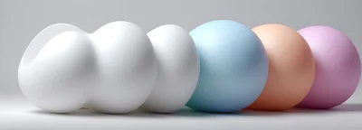 Abstract 3D Spheres and Organic Shapes in Pastel Colors
