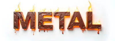 Burning Metal Text Sign On White Background