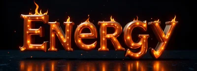3D Glowing Energy Text With Fire Flames