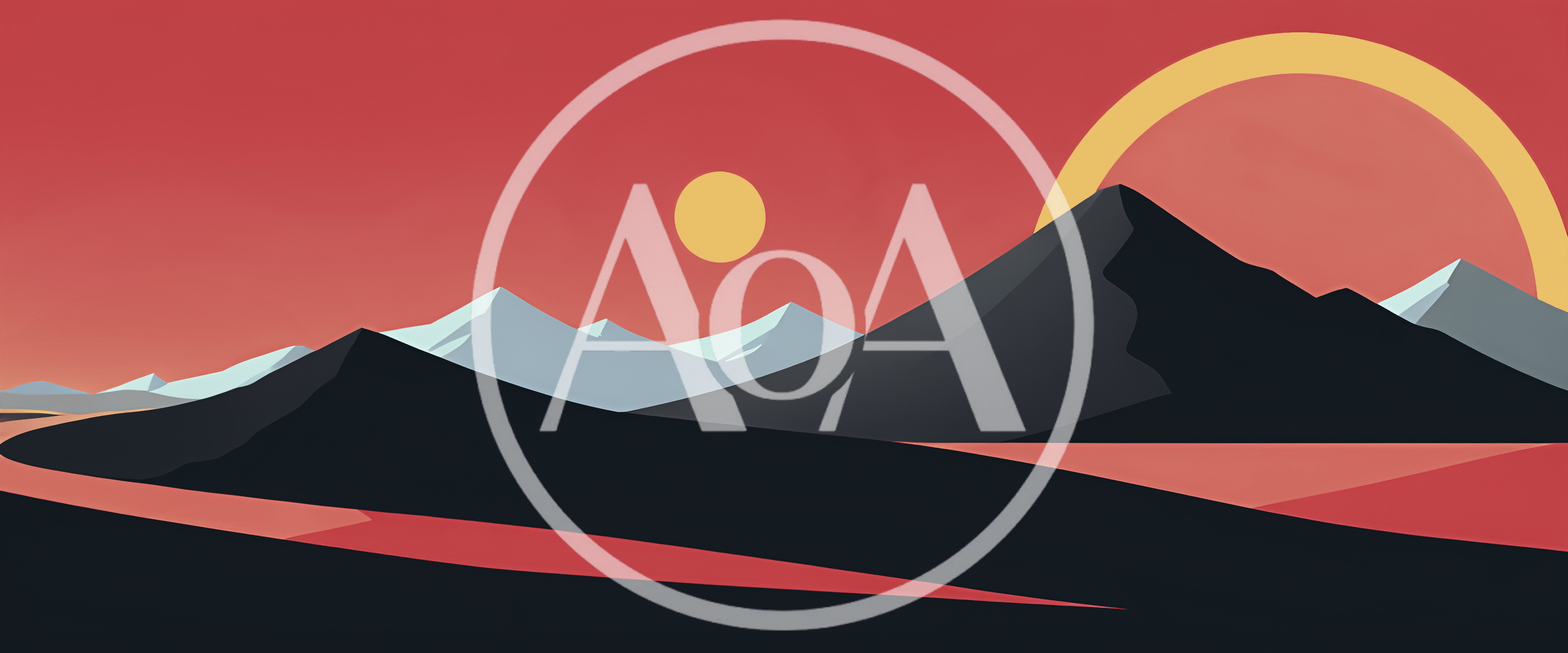 Minimalist Vector Landscape With Mountains And Sun