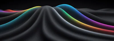 Abstract Dark Fabric With Vibrant Neon Light Waves
