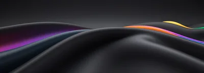 Abstract 3D Black Wavy Surface With Colorful Glowing Edges