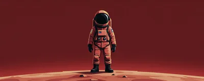 Astronaut Standing Alone On The Surface Of Mars