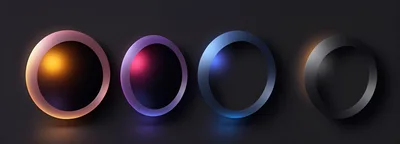 Four Glowing Abstract Circular Rings On Dark Background