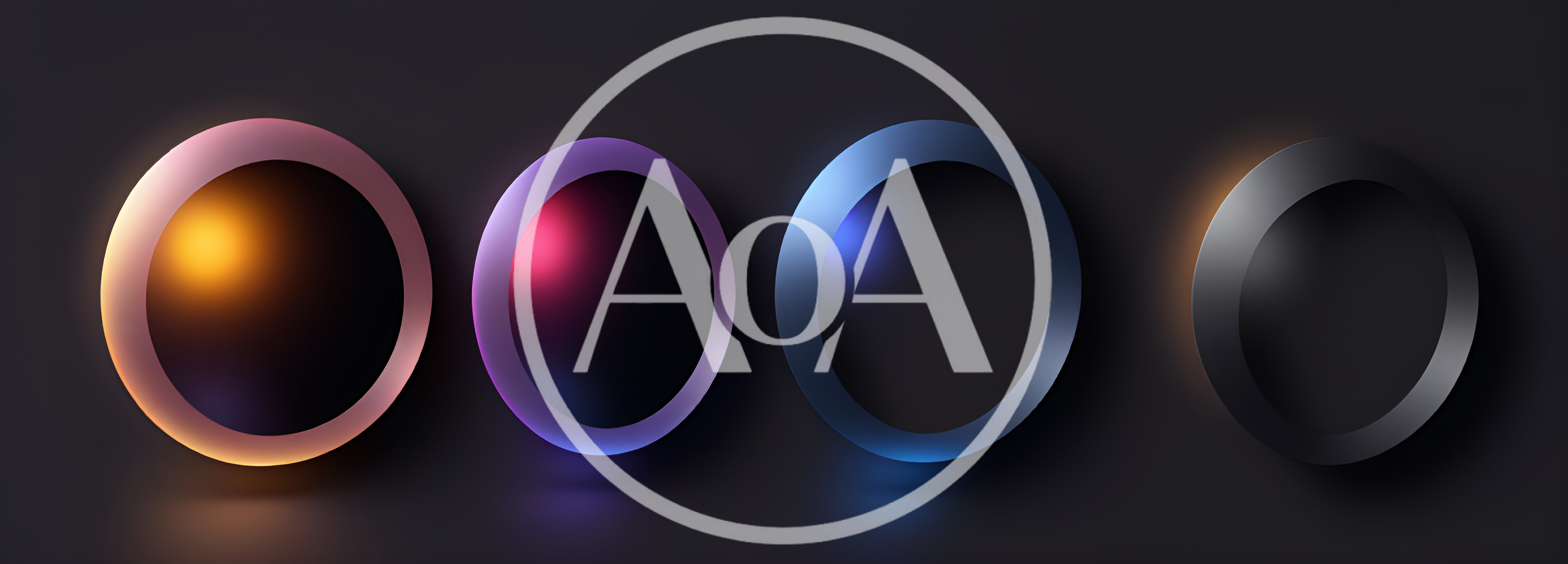 Four Glowing Abstract Circular Rings On Dark Background