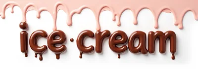 Chocolate Lettering Ice Cream With Pink Drip Background