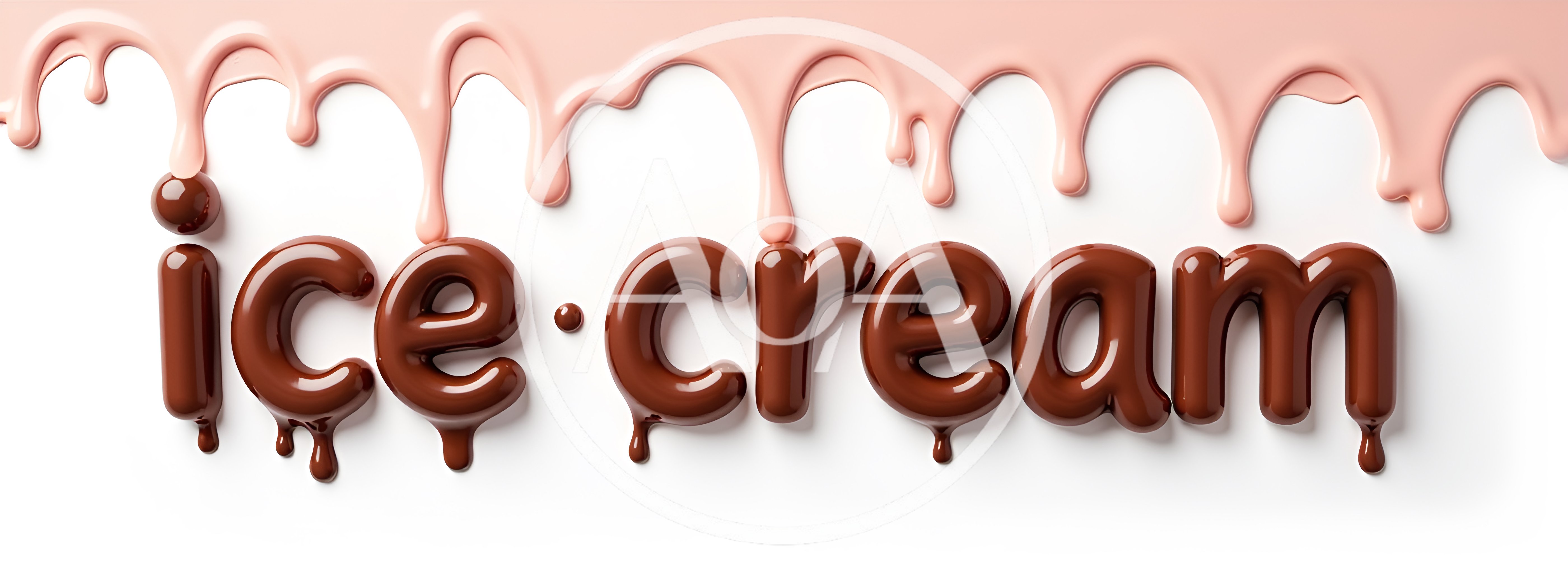 Chocolate Lettering Ice Cream With Pink Drip Background