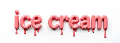 Pink Glossy Melted Ice Cream Text Design
