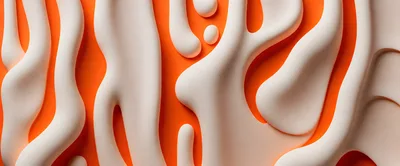 Abstract 3D Fluid Shapes With Orange Background