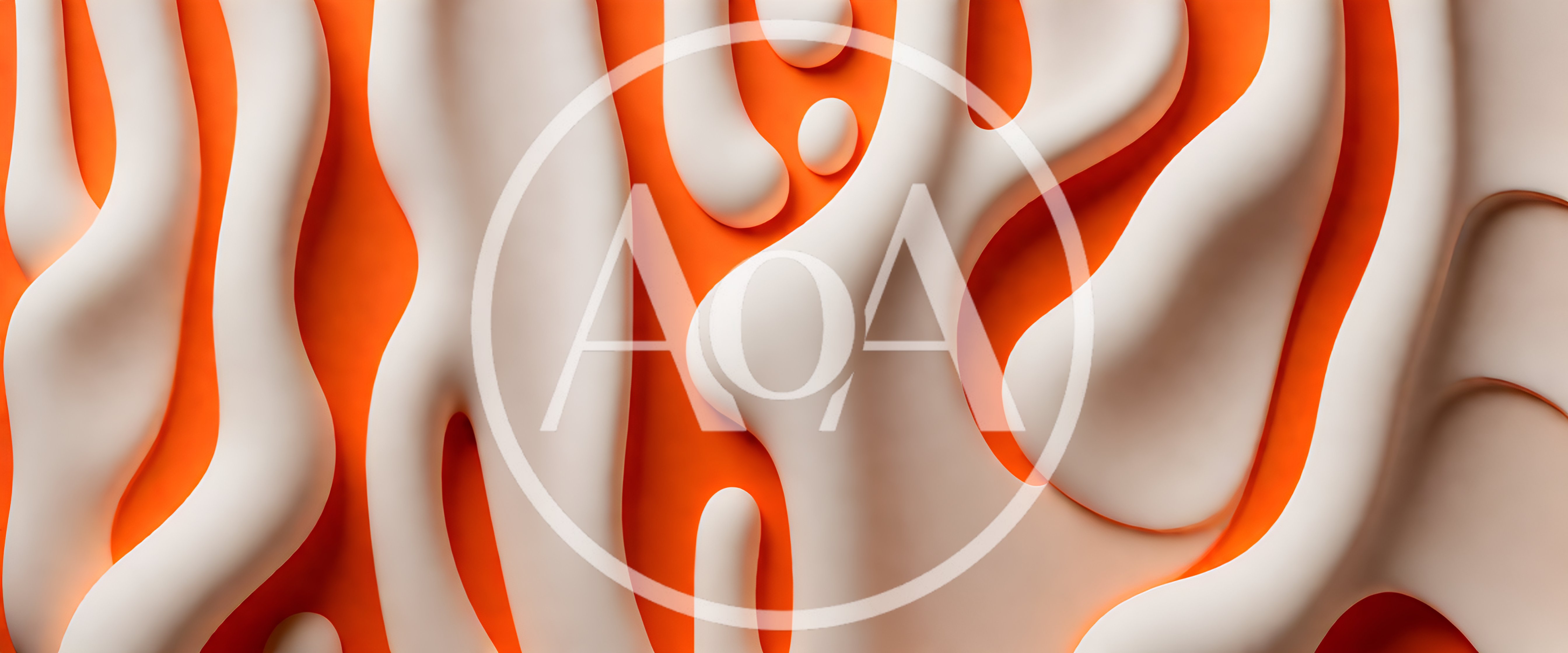 Abstract 3D Fluid Shapes With Orange Background