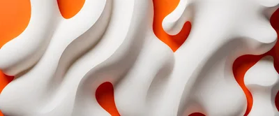 Abstract White Fluid Shapes On Vibrant Orange Background