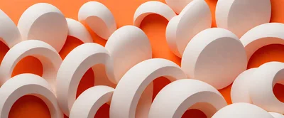 Abstract White Geometric Arches On Orange Background