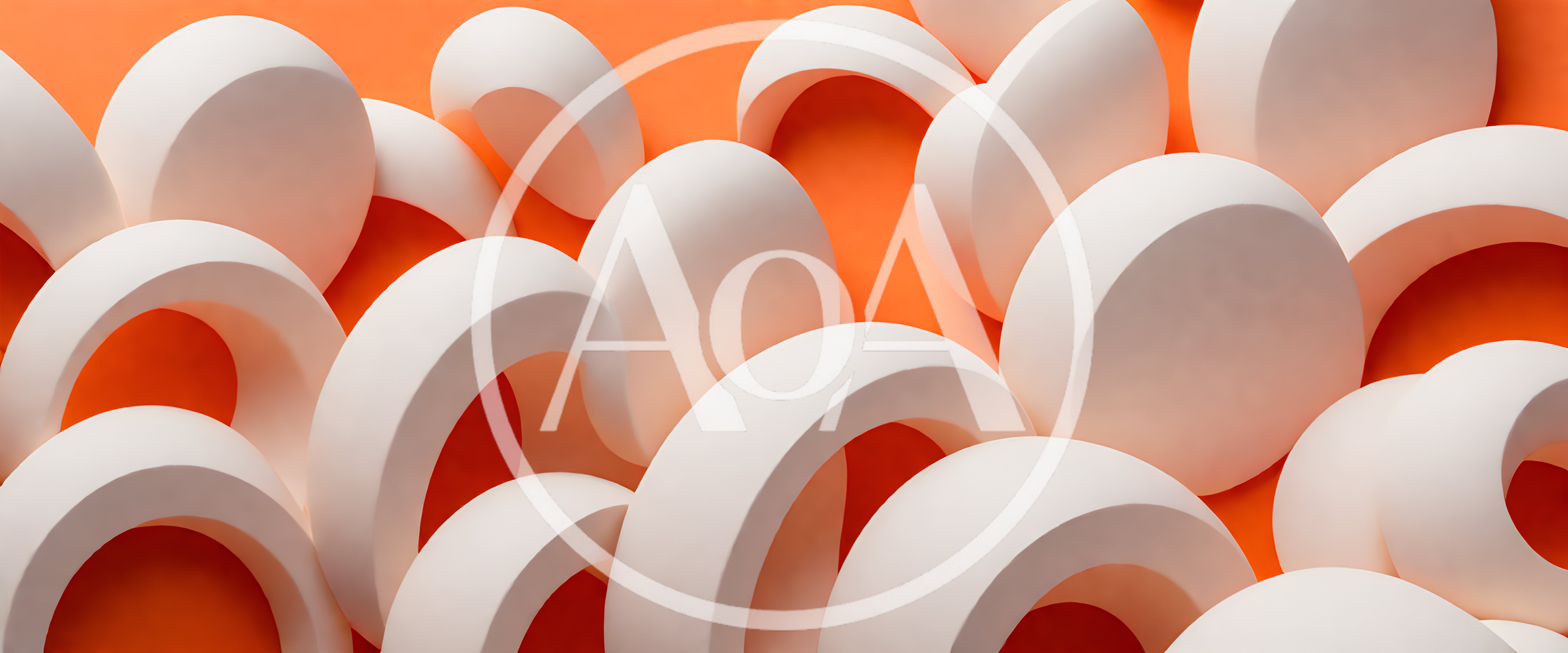 Abstract White Geometric Arches On Orange Background