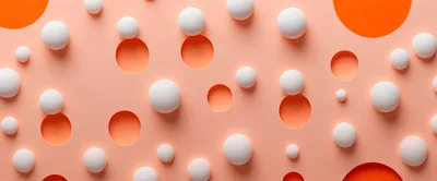 Abstract 3D Render Of White Spheres And Orange Holes