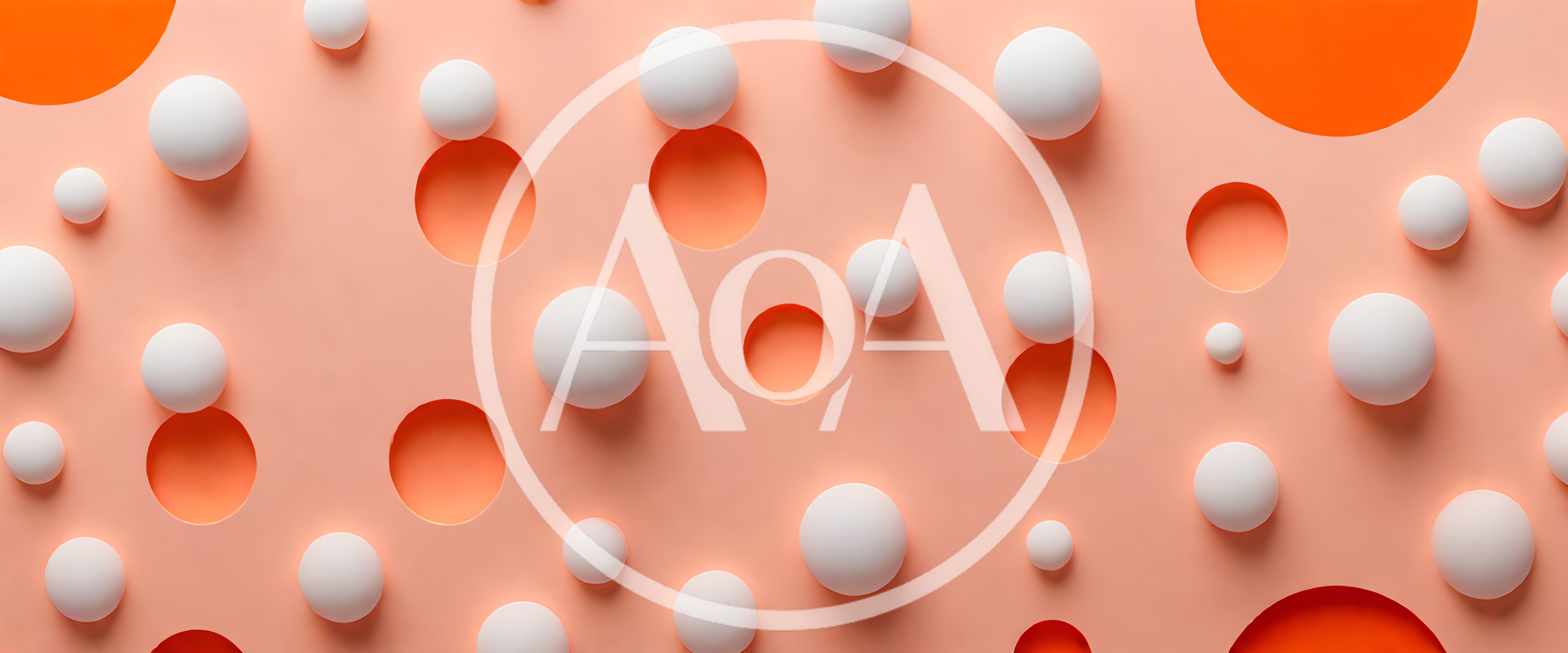 Abstract 3D Render Of White Spheres And Orange Holes