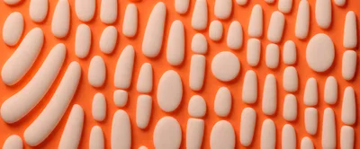 Abstract 3D Rendered Beige Shapes On Orange Background