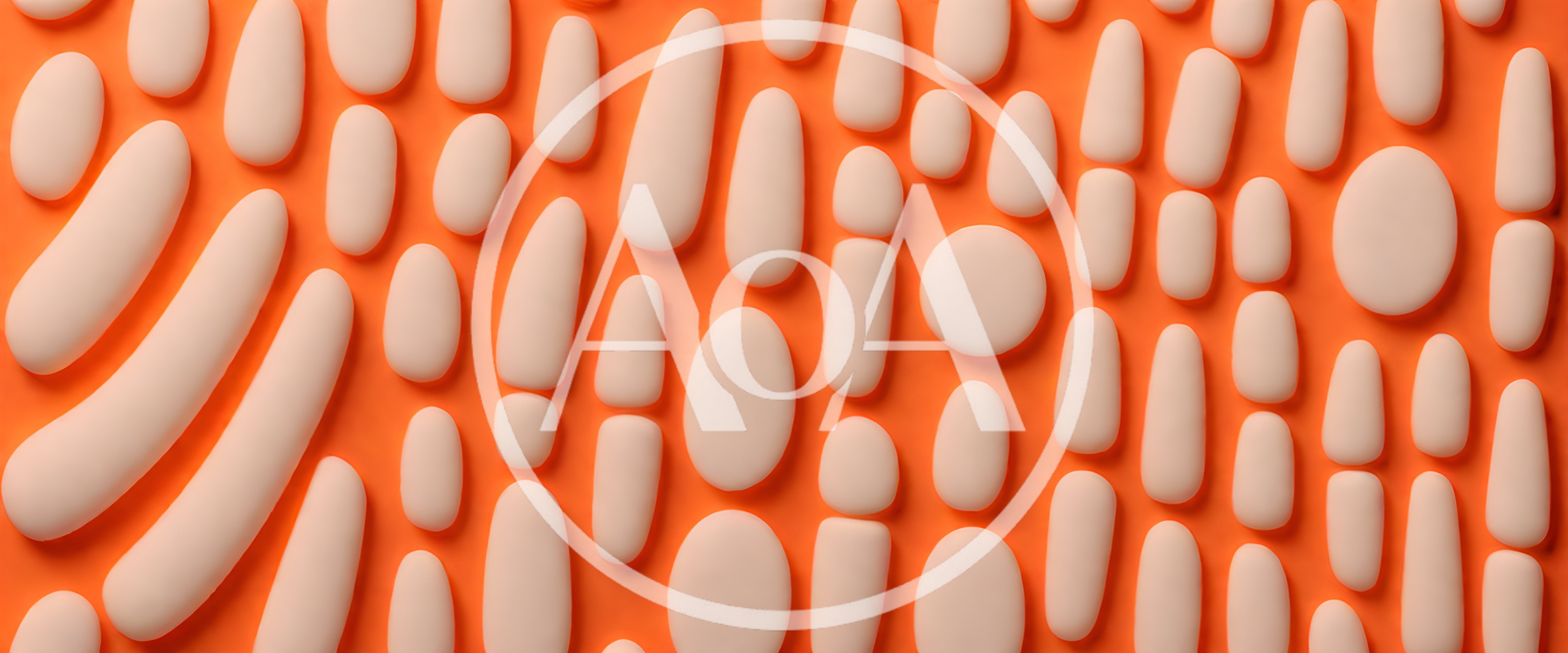 Abstract 3D Rendered Beige Shapes On Orange Background