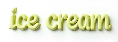 3D Rendered Glossy Pale Yellow Ice Cream Text