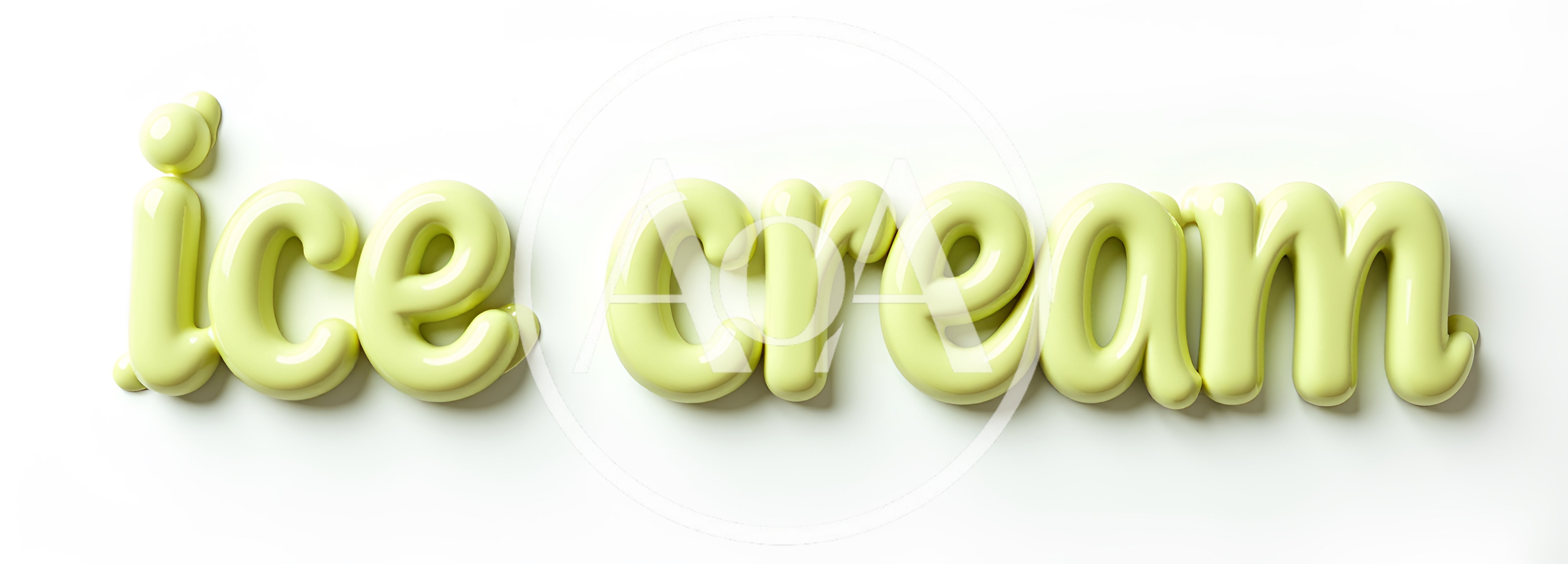 3D Rendered Glossy Pale Yellow Ice Cream Text