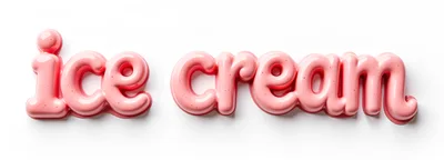 Pink Glossy Three Dimensional Ice Cream Text