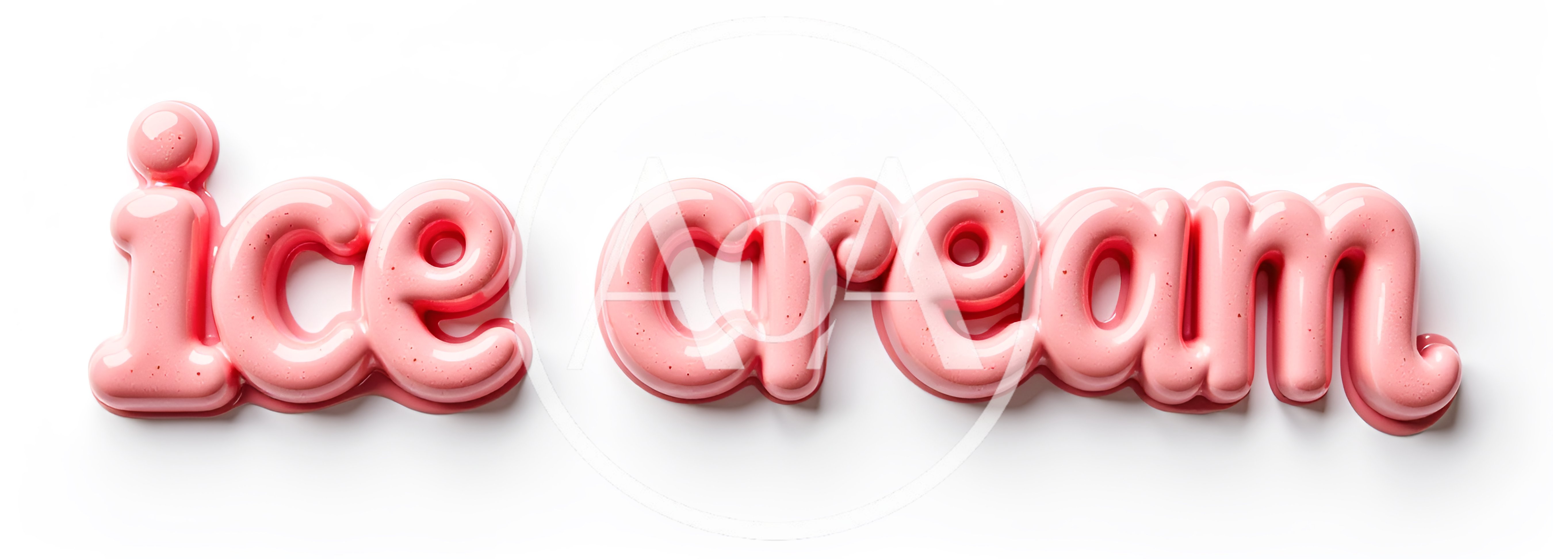 Pink Glossy Three Dimensional Ice Cream Text